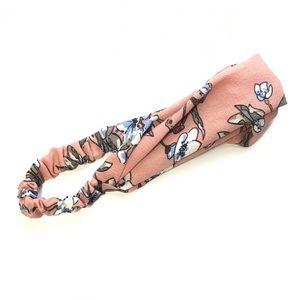 Pink Floral Boho Twist Headband